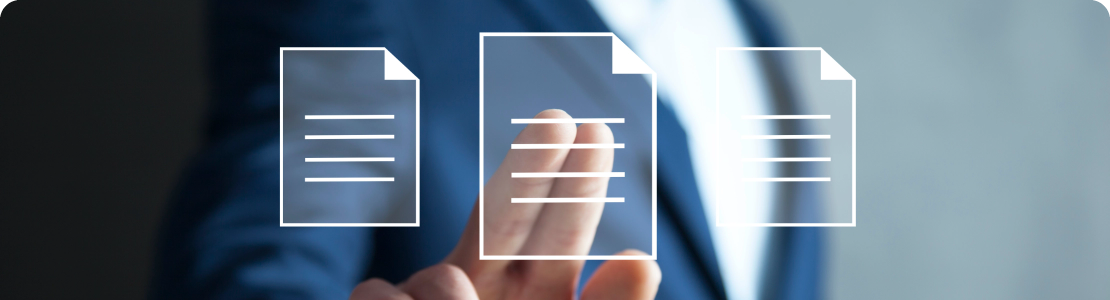 Hand gesturing to click on paper icon