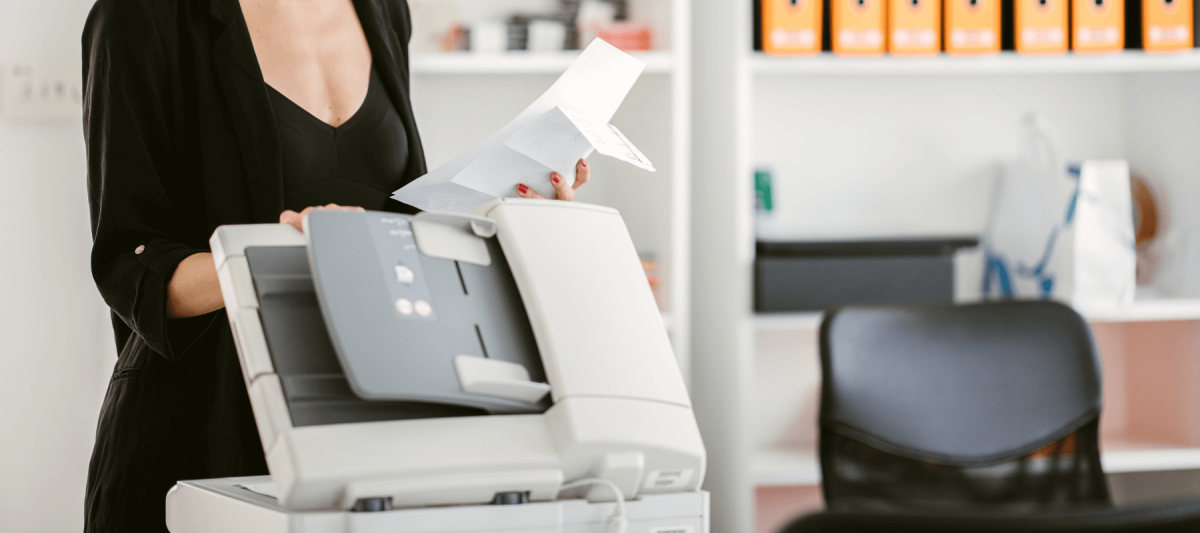 woman using office printer